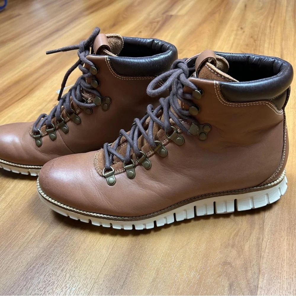 Cole Haan Men’s‎ Brown and White Hiking Boots Fall,Waterproof Size 9M